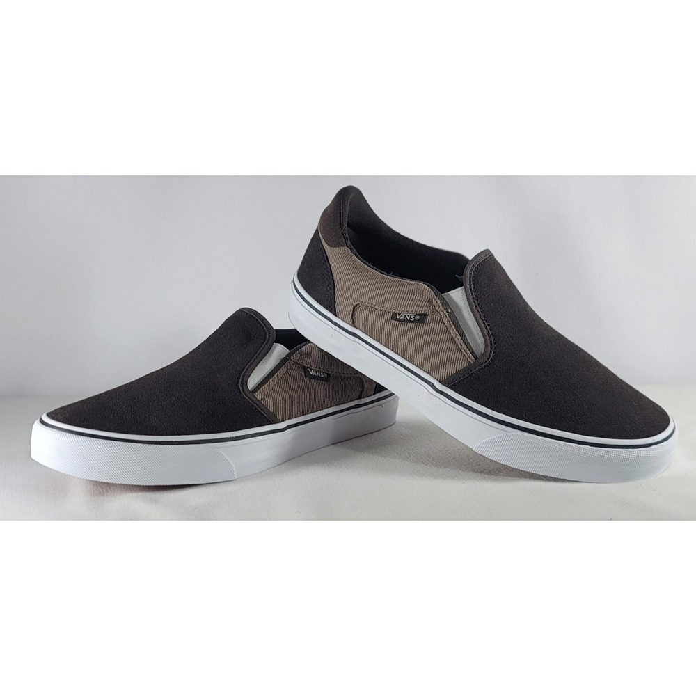 VANS Asher Deluxe Slip-on Shoes Men's 9 Cozy Knit Coffee Skater Comfort Sneakers
